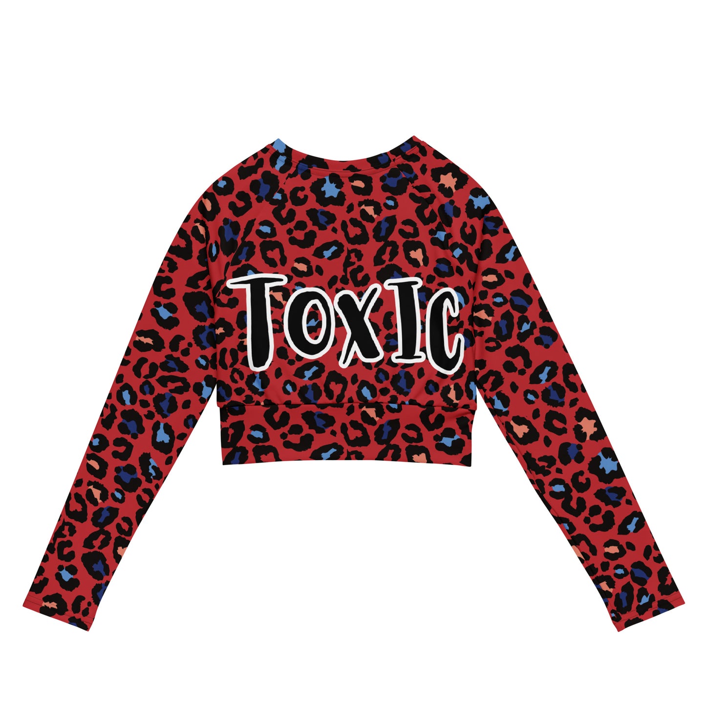 TOXIC RED Leopard Recycled long-sleeve crop top
