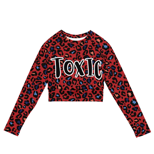 TOXIC RED Leopard Recycled long-sleeve crop top