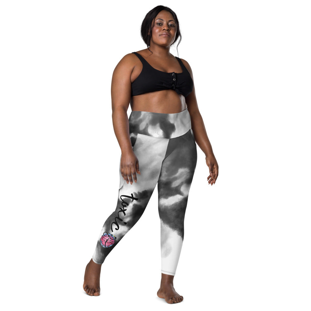 TOXIC Black Watercolor Leggings with pockets