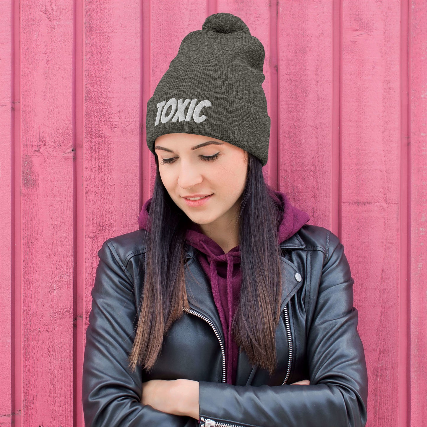 TOXIC Pom-Pom Beanie