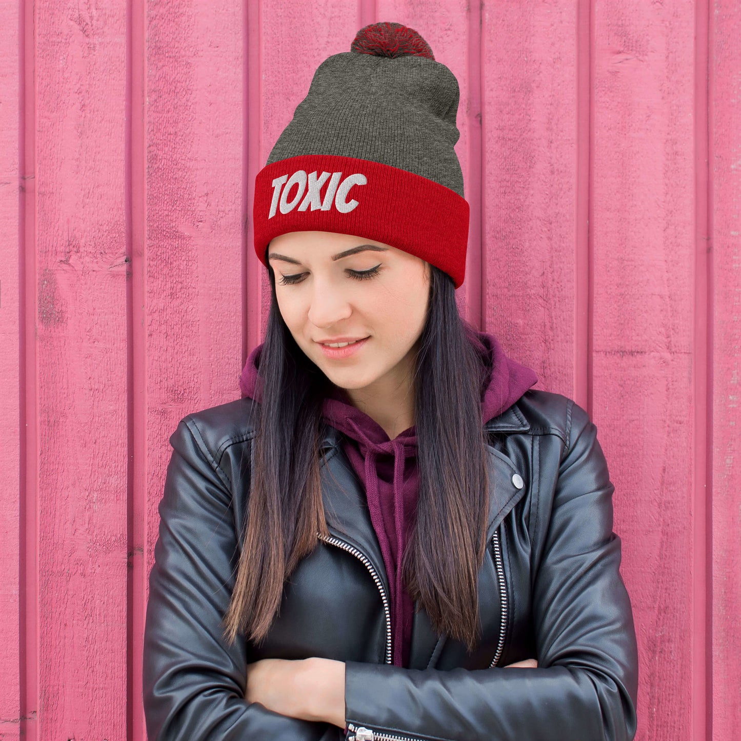 TOXIC Pom-Pom Beanie