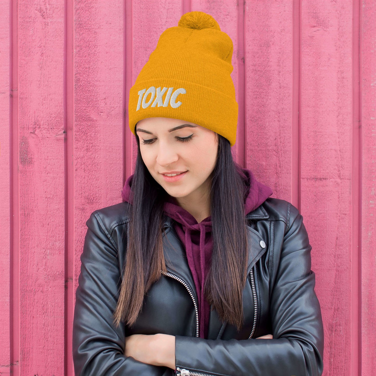 TOXIC Pom-Pom Beanie