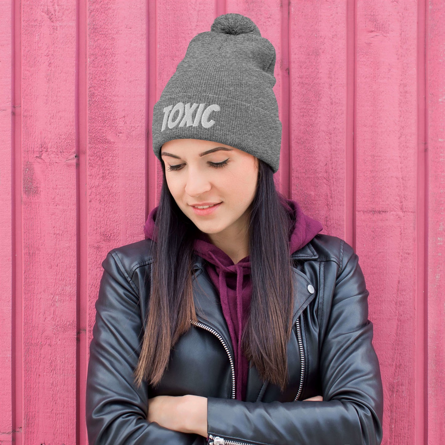 TOXIC Pom-Pom Beanie