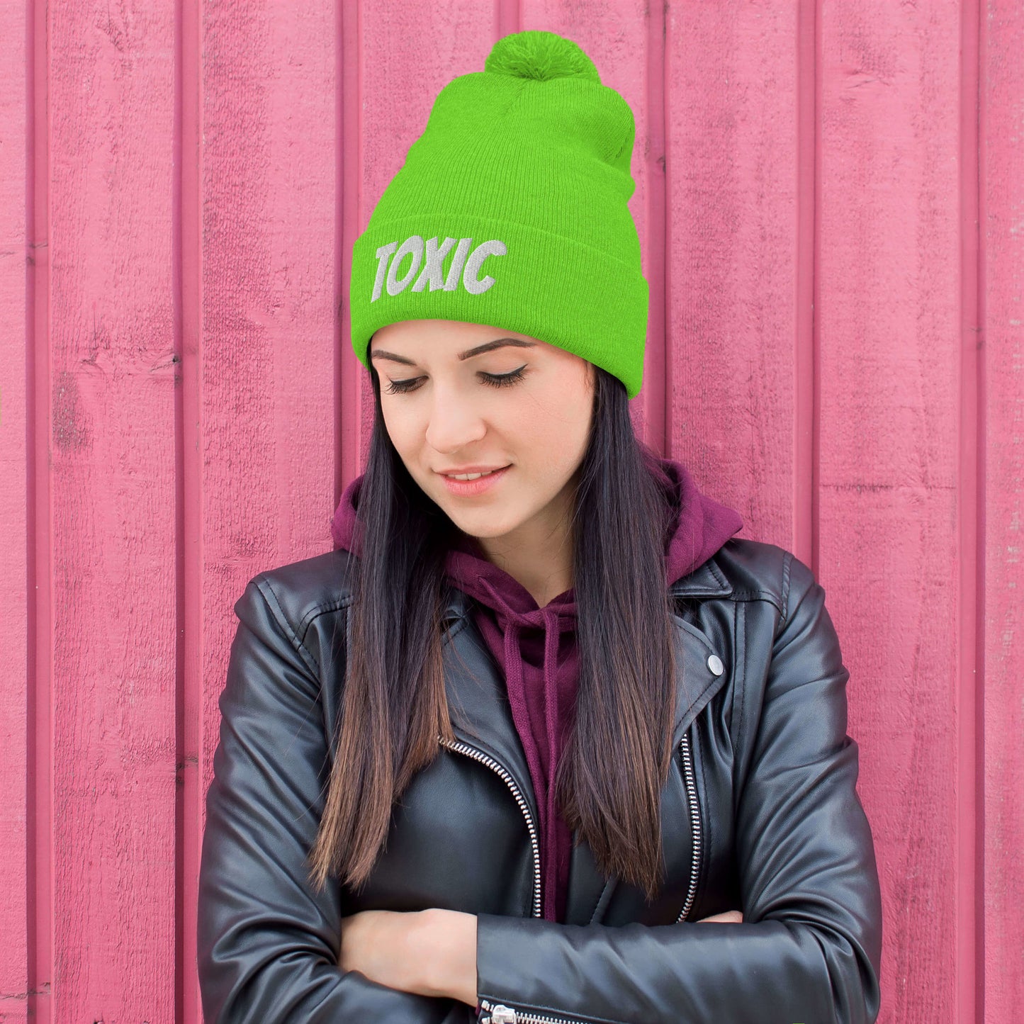 TOXIC Pom-Pom Beanie